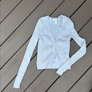 White Ribbed H&M button Cardigan Medium